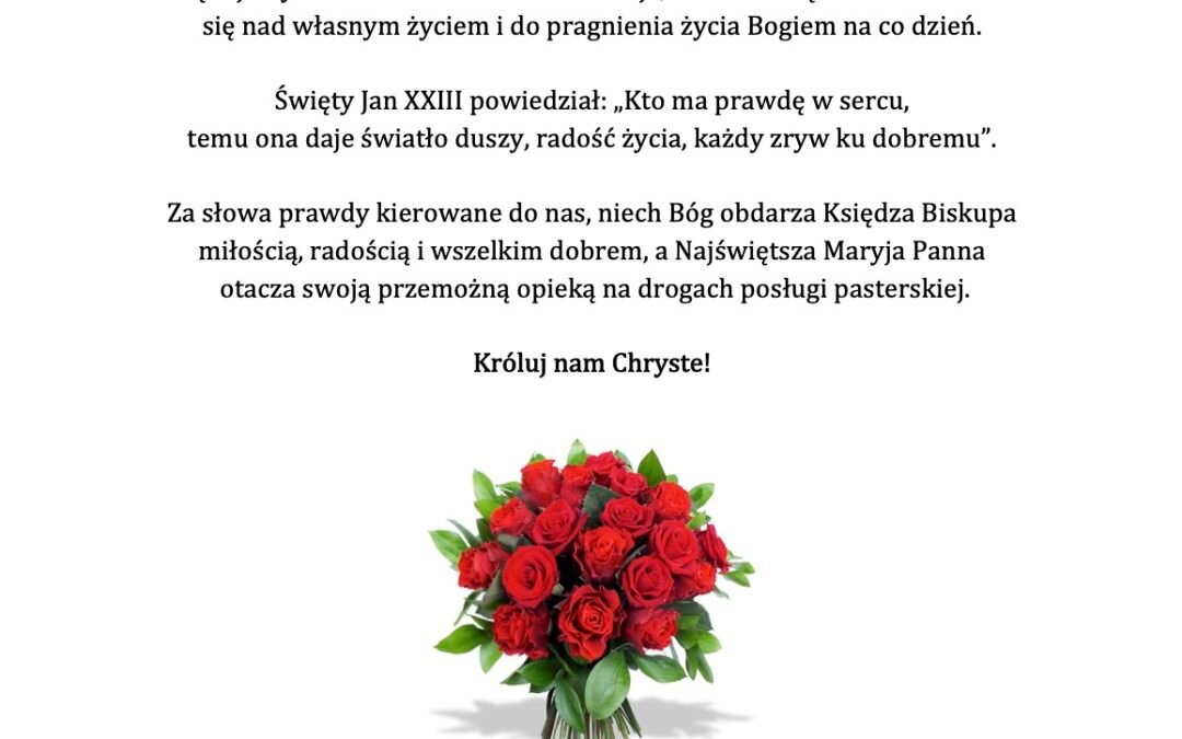 Życzenia imieninowe dla Biskupa Janusza Mastalskiego!