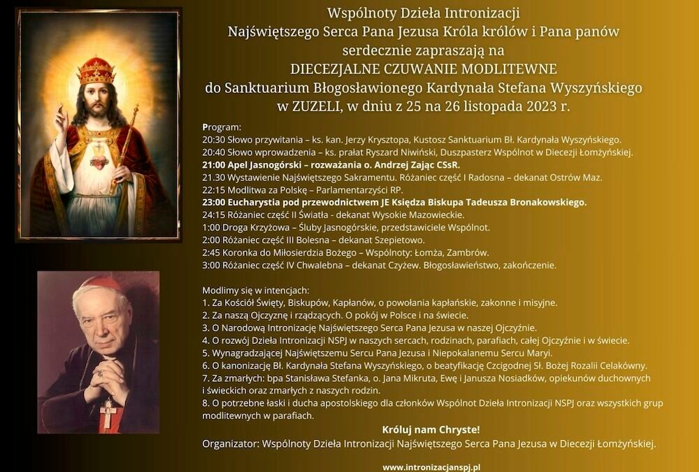 Czuwanie modlitewne w Sanktuarium w Zuzeli | Program